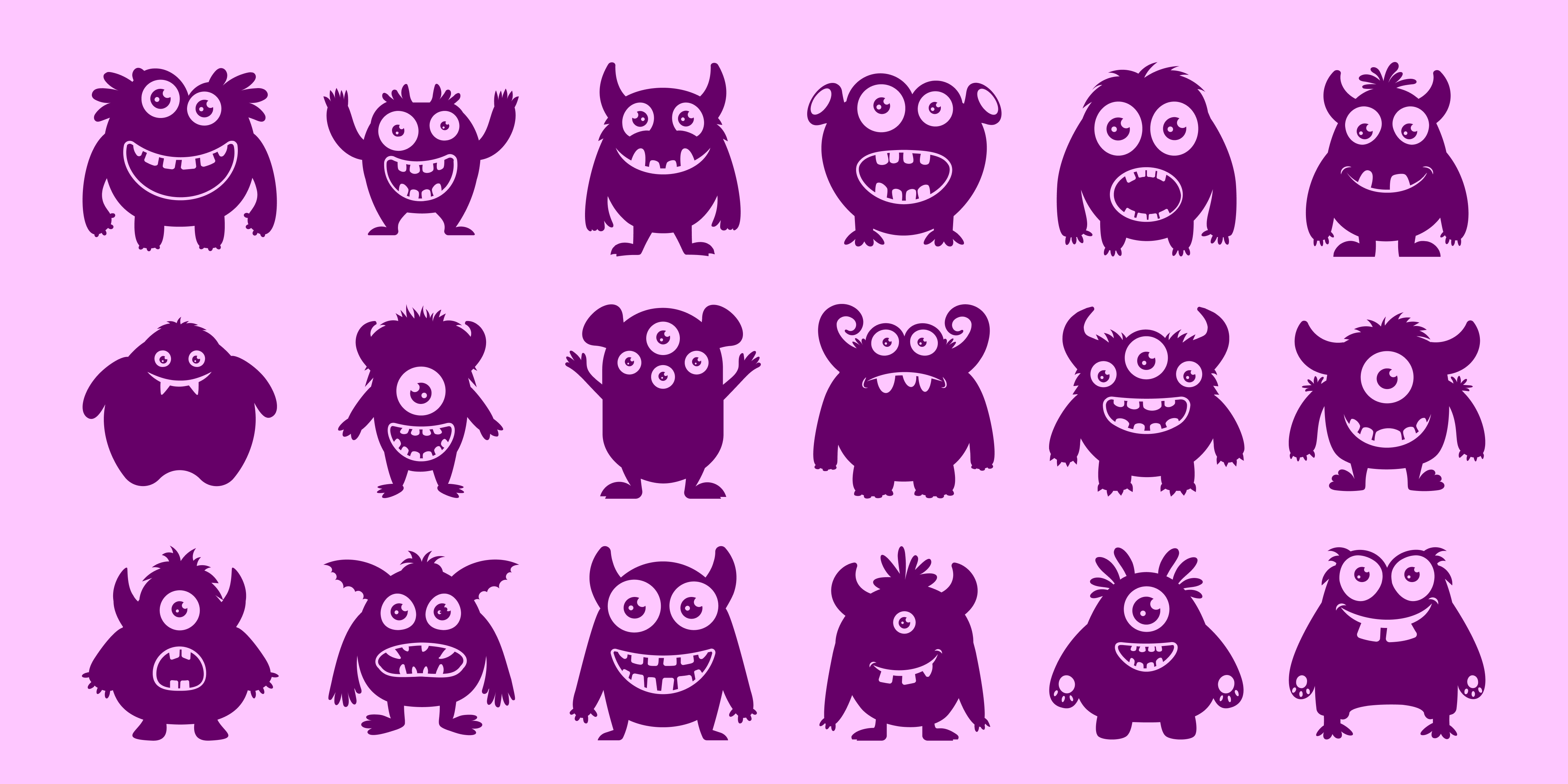 Cute and expressive Halloween monster illustrations for kids