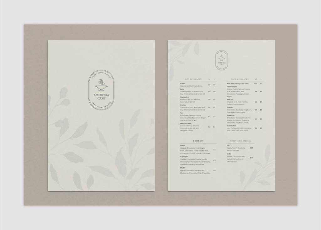 cafe menu design ideas