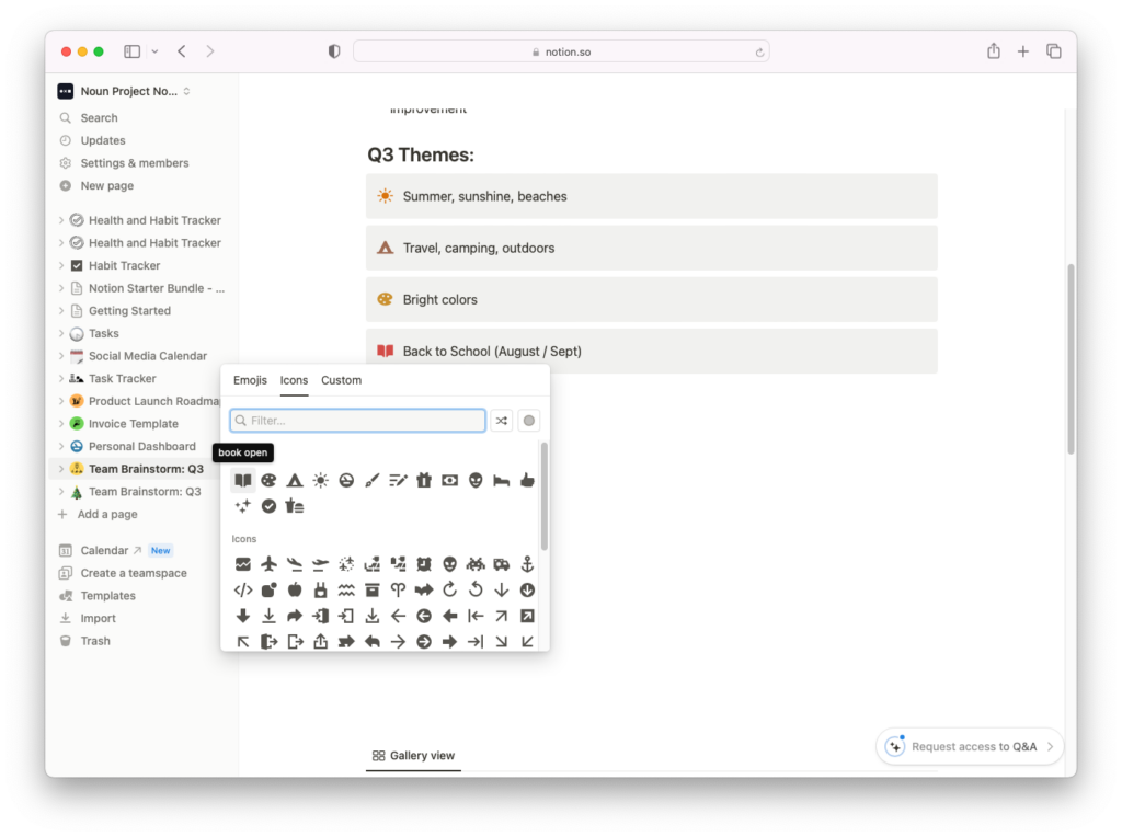 Customize your Notion workspace with free icons from Noun Project. Download PNG icons and use them to design better Notion pages