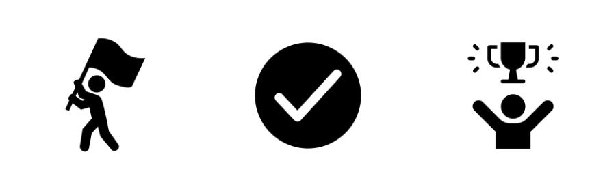 Three Glyph Icons Representing "Success" from Noun Project Website