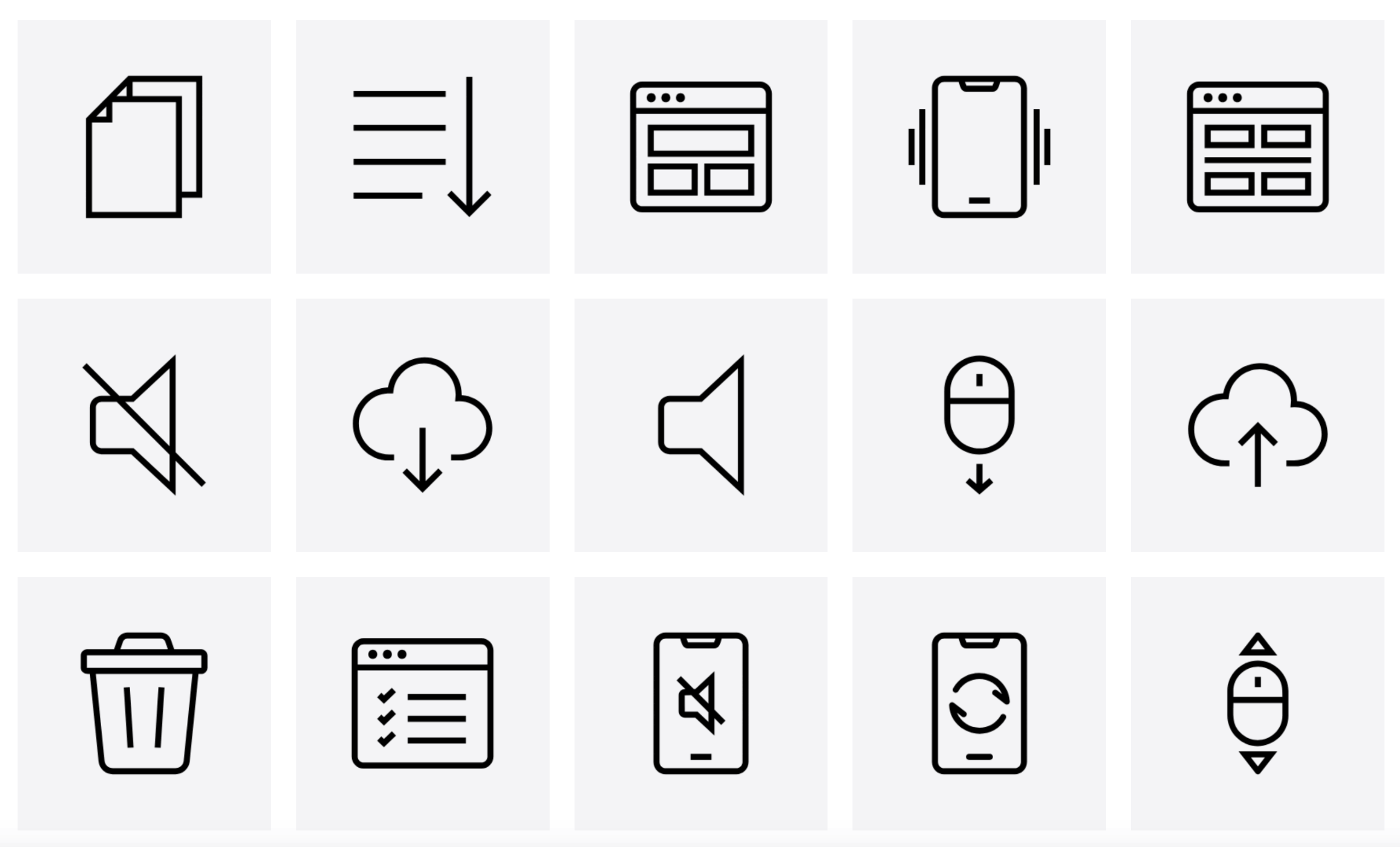 A selection of UX and UI icons from Noun Project, the Best Icon Site For SVG Icons for Developers including an excellent icons API integration